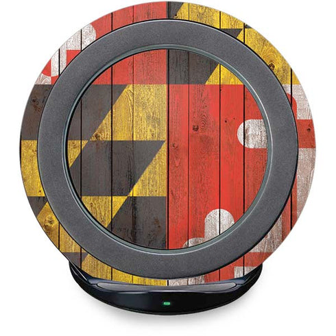 Maryland Flag Dark Wood Fast Charge Wireless Charging Stand Skin